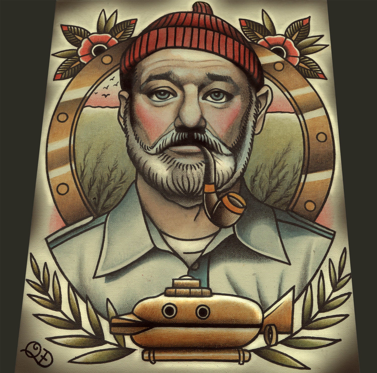 Steve Zissou Life Aquatic Tattoo Art Print - Etsy