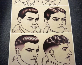 1920's Gentlemen's Hairstyle Guide Set of 3 (Illustrative)