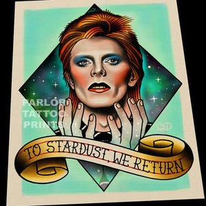David Bowie Tattoo Flash Art Print