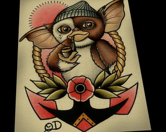 Sailor Gizmo Tattoo Flash 11x14