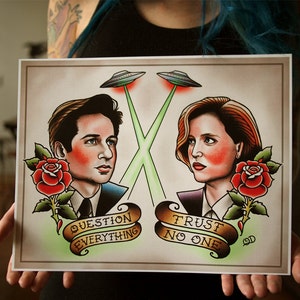 Mulder and Scully Tattoo Flash