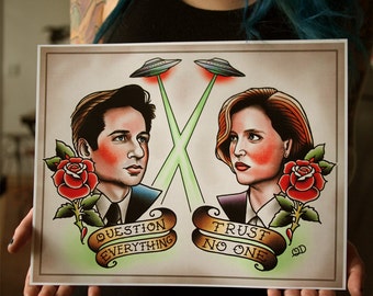 Mulder and Scully Tattoo Flash