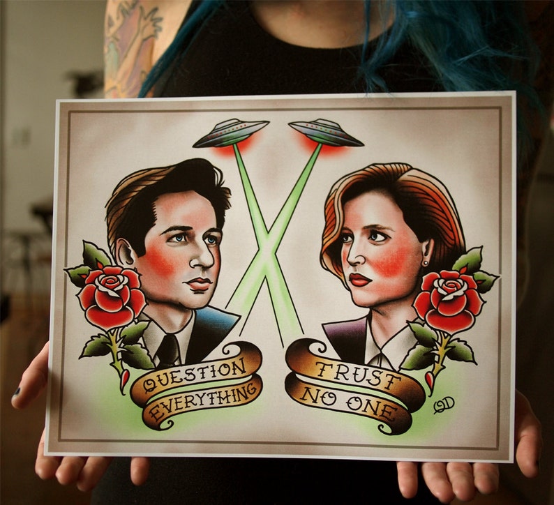 Mulder and Scully Tattoo Flash image 1