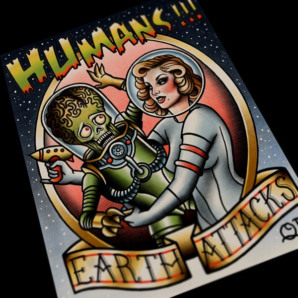 Earth Attacks Tattoo Art print