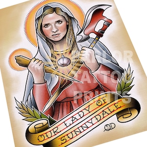 Buffy Our Lady of Sunnyvale Tattoo Flash Art Print image 1