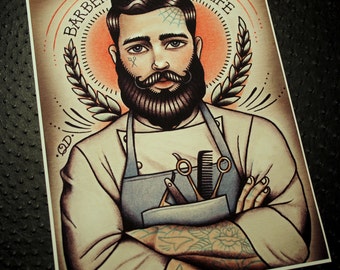 Barber For Life Tattoo Art Print