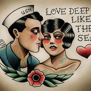 Sailor and Flapper Traditional Tattoo Print image 1