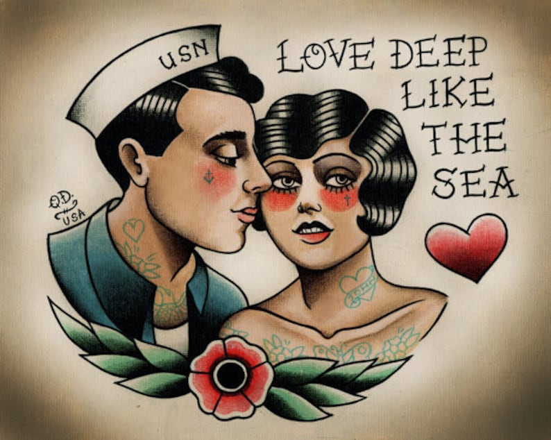 Sailor and Flapper Traditional Tattoo Print image 1