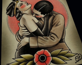 Impression de tatouage traditionnel Embrace vintage