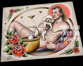 Buffalo Bill Silence of the Lambs Tattoo Flash Art Print