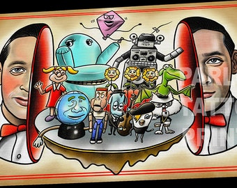 Peewee's Big Head Tattoo Flash Art Print