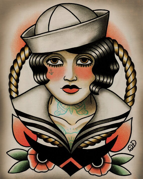 Tattoo vintage office girl