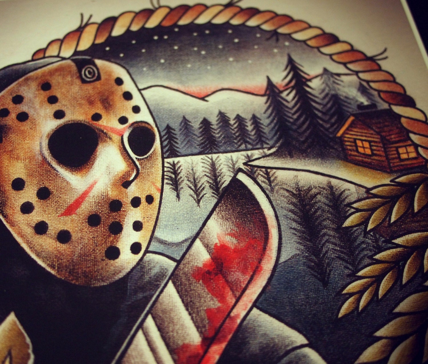 Jason Voorhees Camp Crystal Lake Tattoo Print Etsy