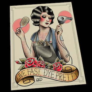 Flapper hairstylist Tattoo Flash