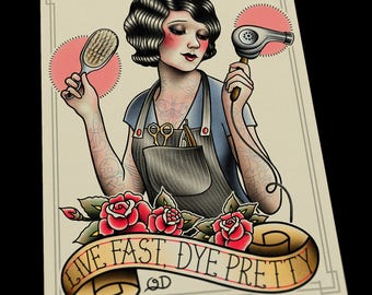 Flapper hairstylist Tattoo Flash