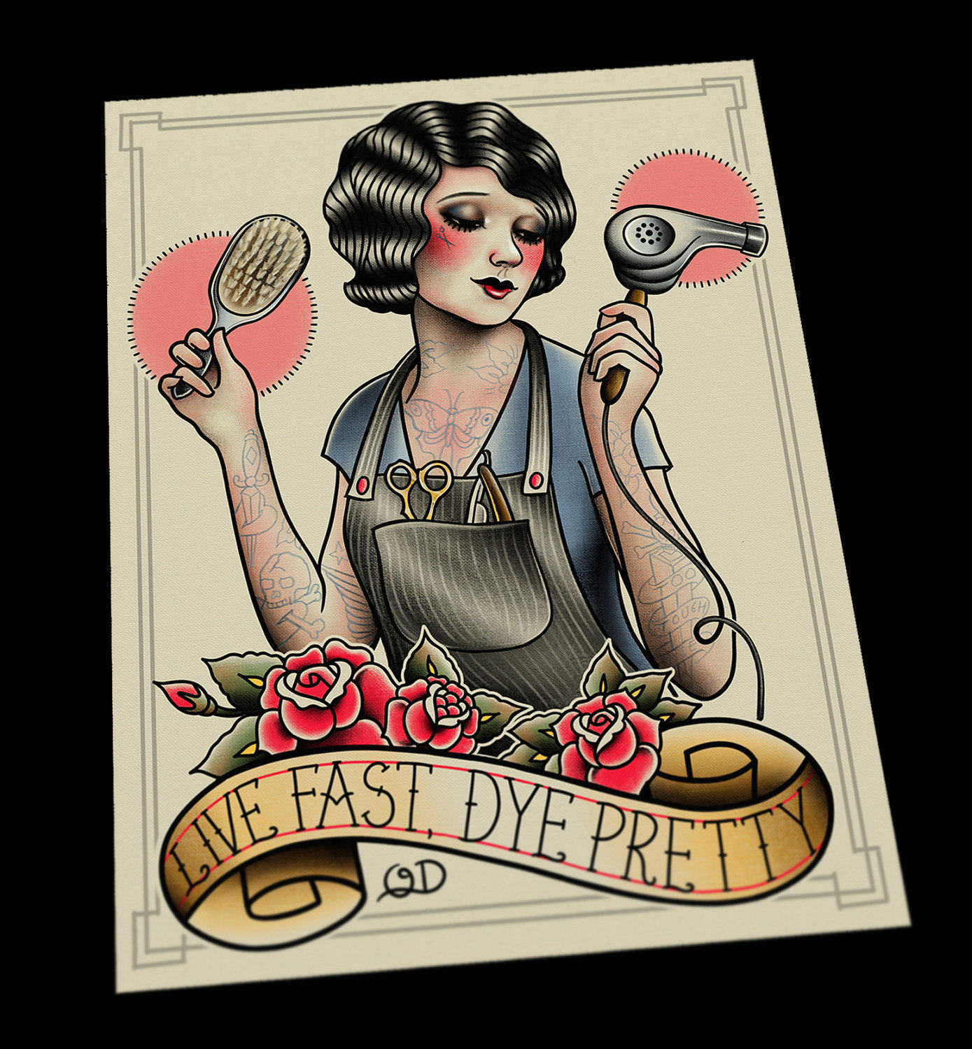 Traditional Flapper Girl Tattoo