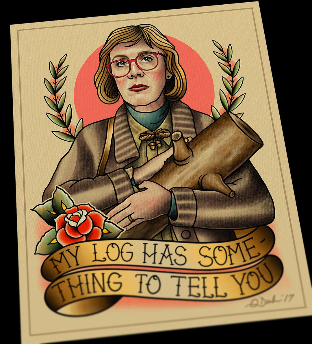 Twin Peaks Log Lady Tattoo Flash Art Print