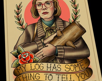 Twin Peaks Log Lady Tattoo Flash Art Print