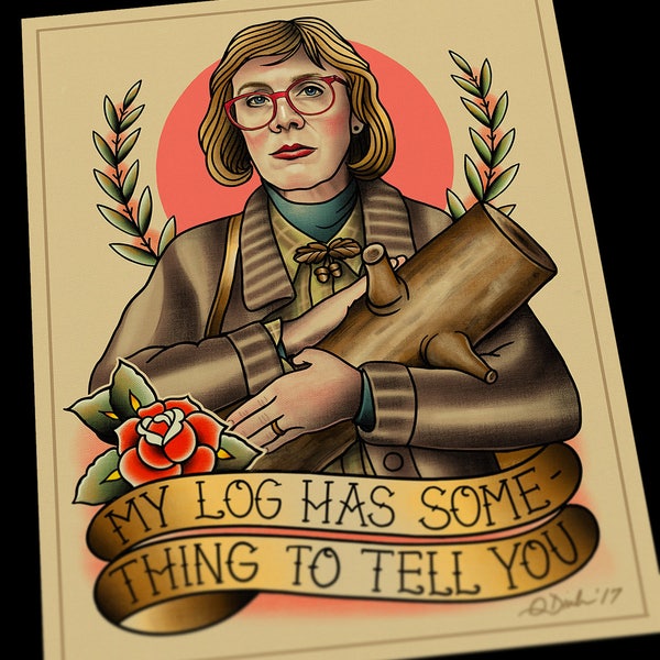 Twin Peaks Log Lady Tattoo Flash Art Print