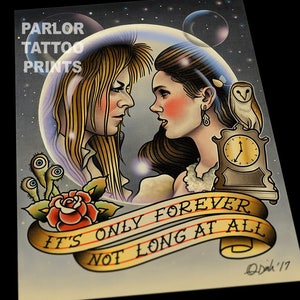 Jareth and Sarah The Labyrinth David Bowie Tattoo Flash Art Print