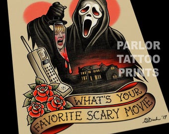 Wes Craven Scream Tattoo Flash Art Print