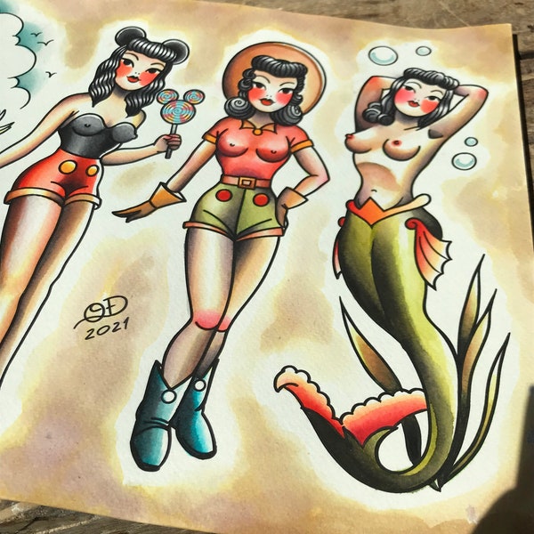 Pinup Babes Flash Sheet Print