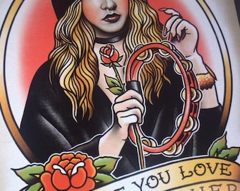 Stevie Nicks Tattoo Flash Art Print