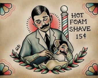 Barber and Patron Tattoo Print