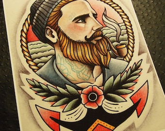 The Ginger Sailor Tattoo Art Print
