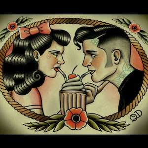 Rockabilly Sweethearts Art Print