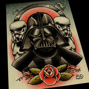 Darth Vader and Storm Troopers Art Print