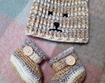 Ensemble bebe bonnet chat chaussons