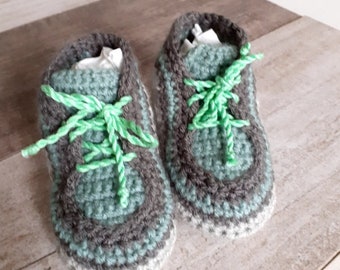 Chaussons chaussures bebe crochetes main