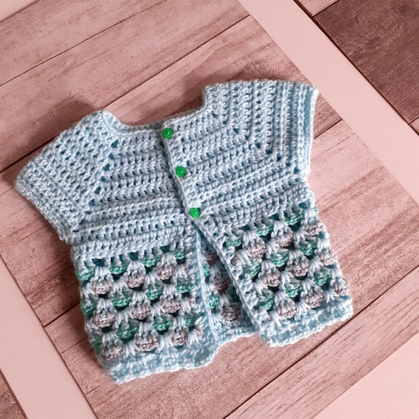 Gilet  manches courtes au crochet bebe