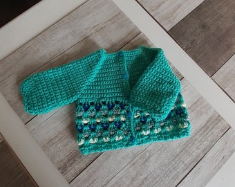 Gilet brassiere bebe vert au crochet