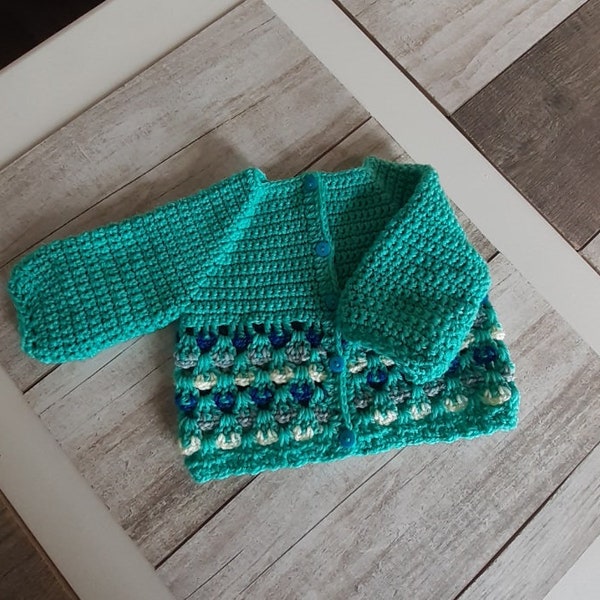 Gilet brassiere bebe vert au crochet