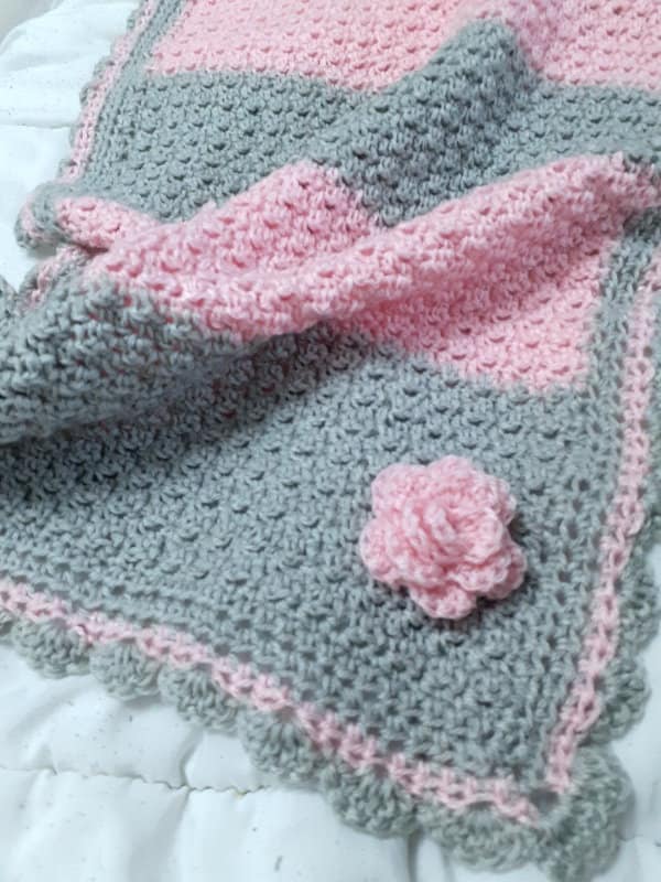 Couverture Bebe Rose Au Crochet