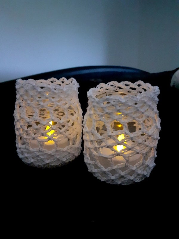 Photophores 2 Blancs Fait Main Coton Egyptien