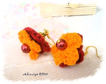 Boucles d'oreilles fleurs tricot  Adamarys BO319