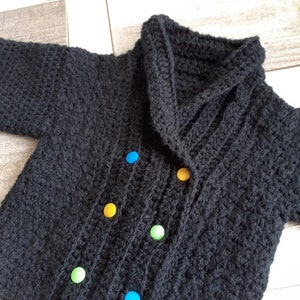 Black chale collar vest baby crocheted hand