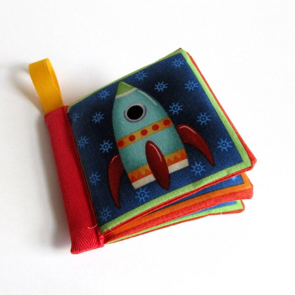 Aliens baby cloth book, space rocket crinkle toy