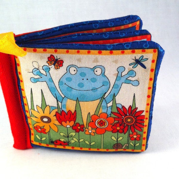 Frogs Baby cloth book, soft crinkle book, gifts for baby, sensory toy, cloth books for baby, quiet book, buggy toy