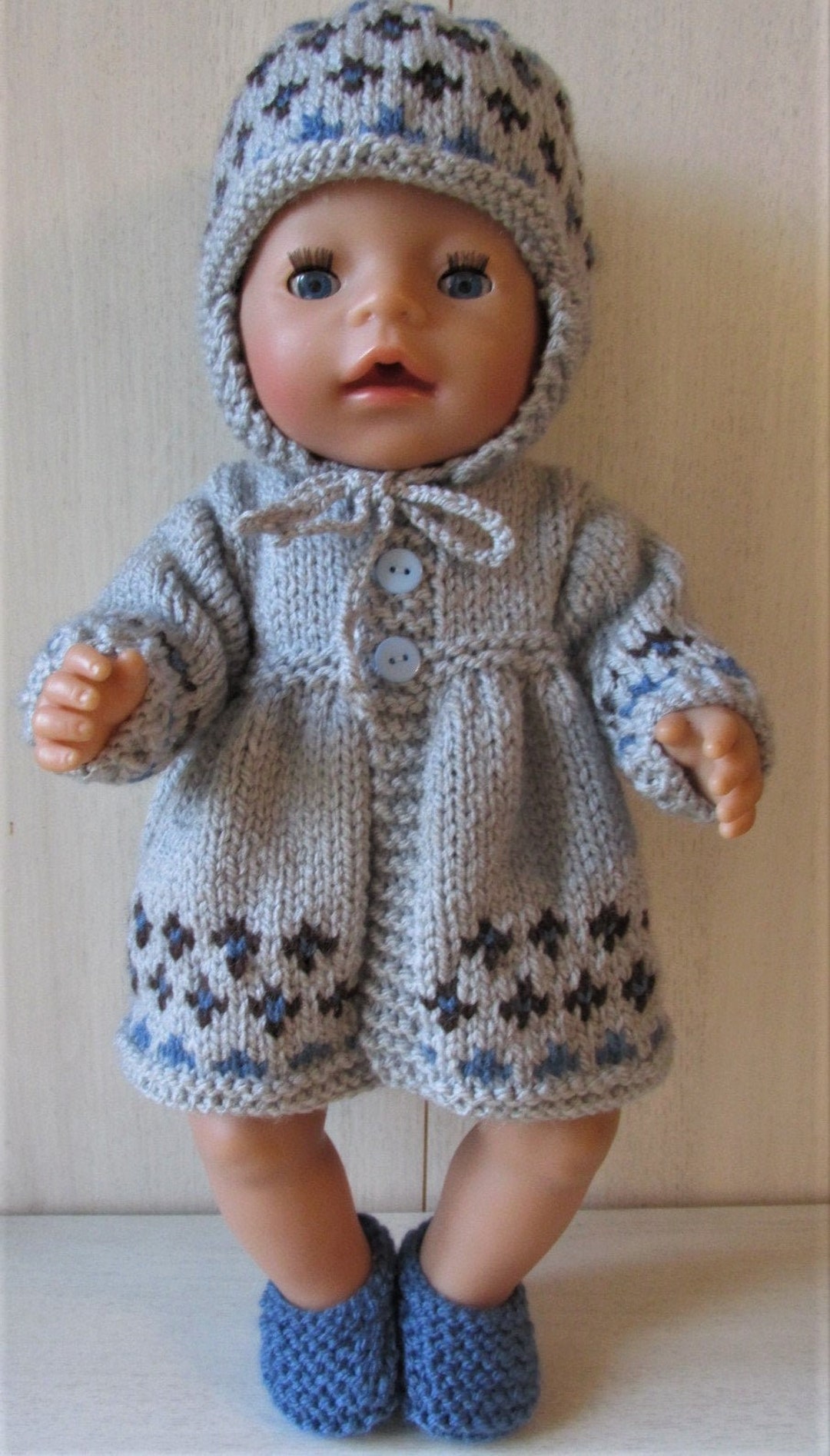Baby Born Knitting Pattern for Hat and Coat Set, English Language Only