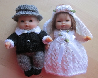 Buy and Save!  Two Knitting Patterns for 5" Berenguer Doll - Bridal Outfits