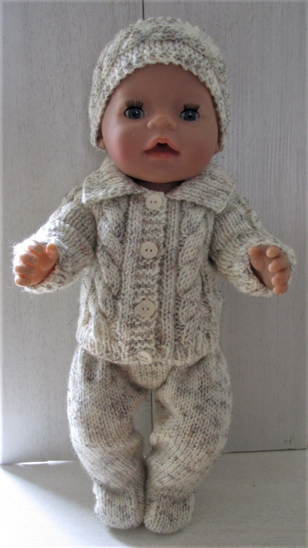Baby Doll Clothes Knitting Pattern, 17 Inch Doll Knitted Outfit - Etsy UK