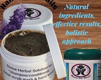 Divine Herbal Solution tm|shampoo, conditioner, gezichtsscrub, handwas met Divine Remedy| Combinatieset
