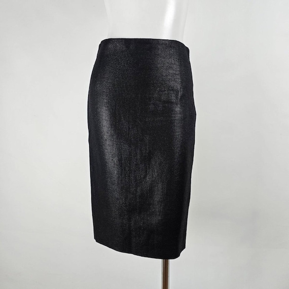 Ralph Lauren Purple Label, Vintage Ralph Lauren Black Linen & Wool Purple Label Skirt Size 6