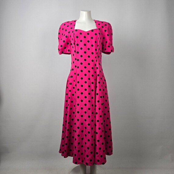 Vintage Pink Polka Dot Fit & Flare Dress Size M - Etsy