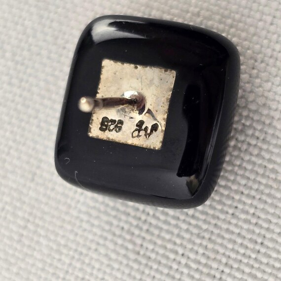 925 Sterling Silver Square Black Enamel Stud Earrings View 5