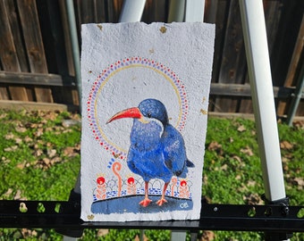 Inca Tern Bird Original Acrylic Painting on 8.5 x 5.5 inch Handmade Paper